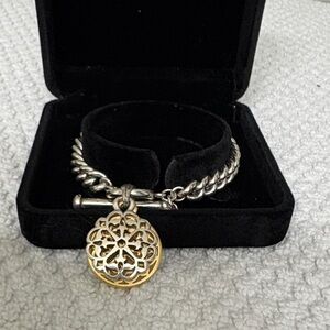 Elegant Brighton Ferrara Silver and Gold Pendant Toggle Bracelet